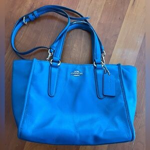 Coach Aqua, teal, blue square shaped small shoulder purse